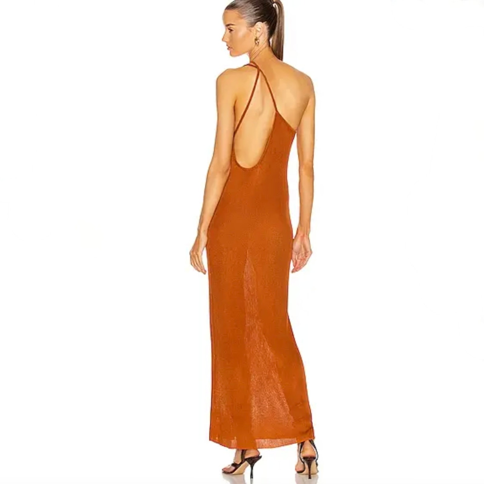 Nwt Auteur Studio Nour Dress - Orange/Rust - Asymmetrical Neckline - Size S — image 2 of 8